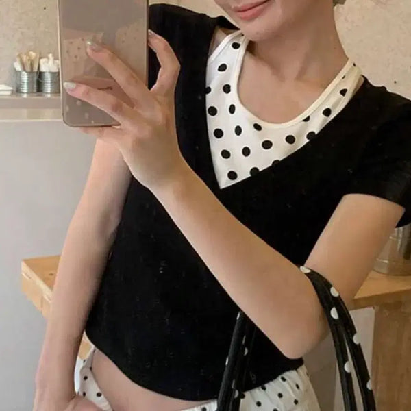 [BUNJANG] Black Regular Fit Short Sleeve T-Shirt / 블랙 레귤러 숄더 반팔티셔츠