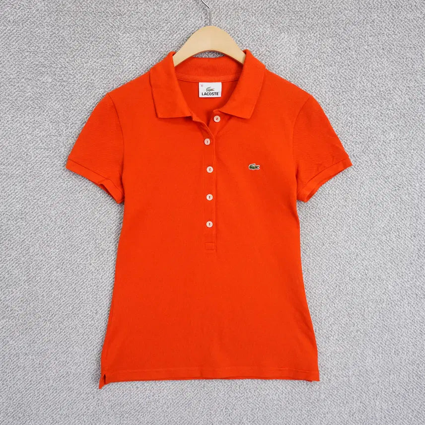[BUNJANG] Lacoste Women's Orange Short Sleeve Polo Shirt / 라코스테 여성 오렌지 반팔 카라 티셔츠 44-55size
