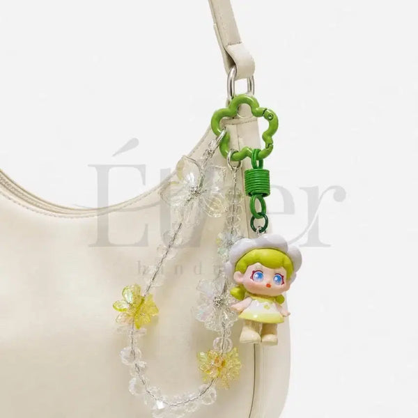 [BUNJANG] Flower Crystal Charm Beaded Bag Charm / 플라워 크리스탈 키링 투명 비즈 백참