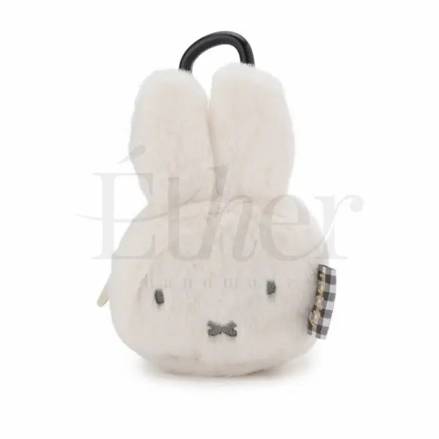[BUNJANG] Miffy Face Plush Fur Pouch with Carabiner / 미피 페이스 폭신 퍼 파우치 카라비너 미니 소품 케이스