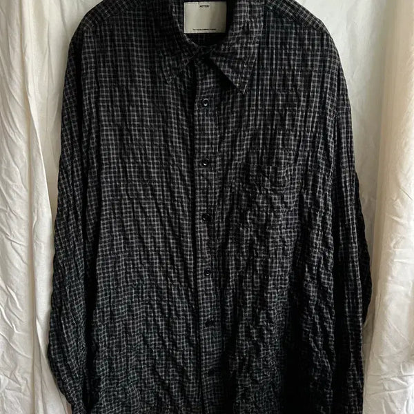[BUNJANG] Pottery Organic Cotton Relaxed Shirt Black Check Size 3 / [공홈 품절] 포터리 오가닉 코튼 루즈드 셔츠 블랙 체크 3사이즈