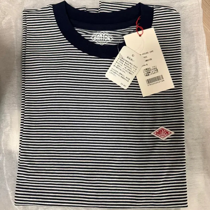 [BUNJANG] DANTON Short Sleeve Stripe Inner T-Shirt Navy / 단톤 숏슬리브 스트라이프 이너 티셔츠 네이비