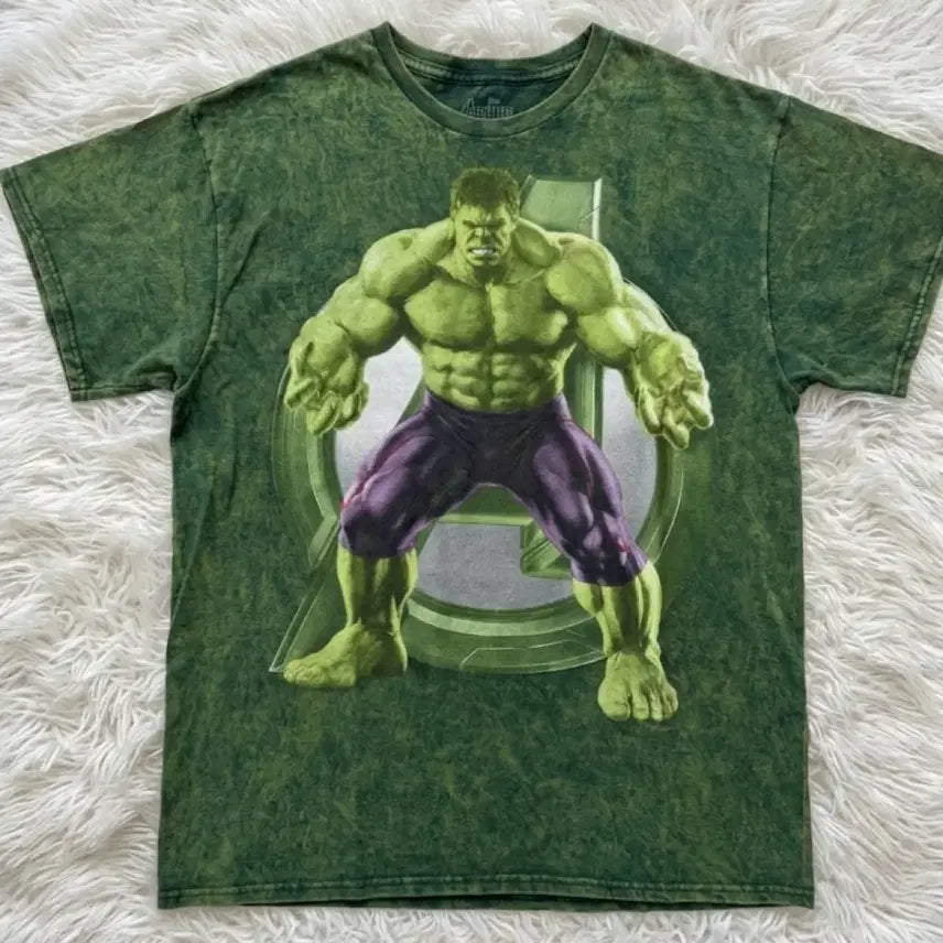[BUNJANG] Marvel Official Hulk Logo Printing T-Shirt Green / (시즌오프)마블 오피셜 헐크 로고 프린팅 반팔티 그린