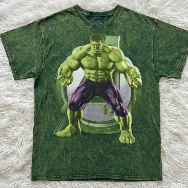 [BUNJANG] Marvel Official Hulk Logo Printing T-Shirt Green / (시즌오프)마블 오피셜 헐크 로고 프린팅 반팔티 그린