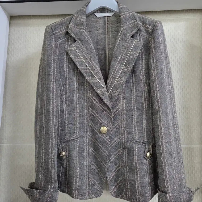 [BUNJANG] Marie Claire Linen Stripe Jacket / 마리 끌레르 린넨 스트라이프 쟈켓