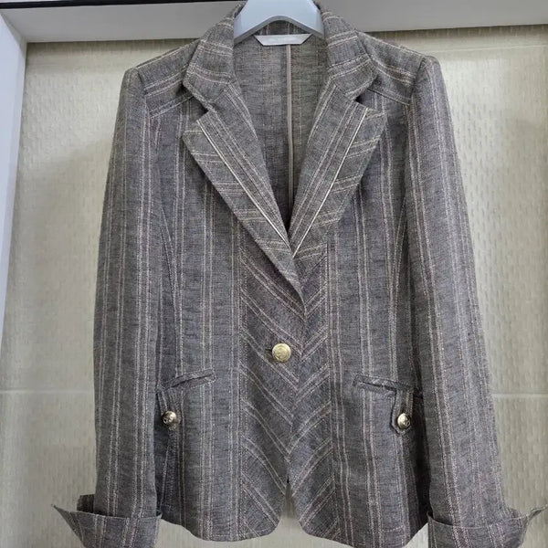 [BUNJANG] Marie Claire Linen Stripe Jacket / 마리 끌레르 린넨 스트라이프 쟈켓