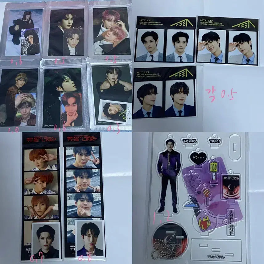 [BUNJANG] NCT127 Taeyong Doyoung Jungwoo Sanrio Party Package Acrylic Stand, Keyring Holder, Beyond AR Ticket, 4x6 Photo Set, Photocard Bundle Set / nct127 태용 도영 정우 굿즈 엠디 판매 양도