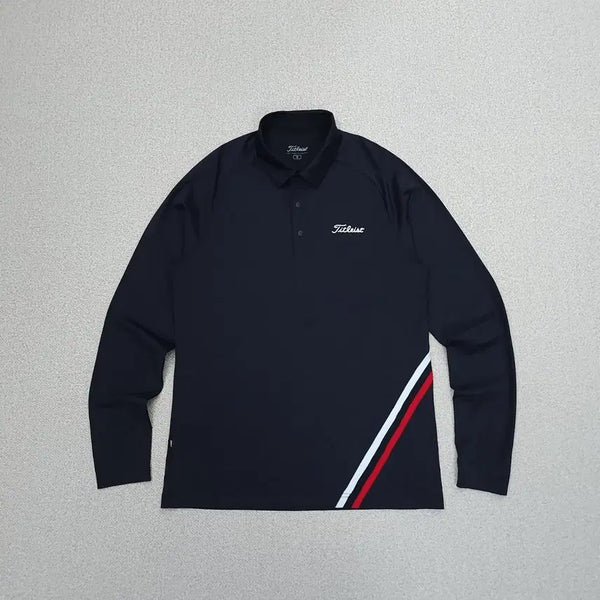 [BUNJANG] Titleist Men's Golf Long Sleeve Collar T-Shirt Black Slim Fit Performance / (M)Titleist 남자 골프 긴팔 카라티 블랙 기능성 슬림핏 W4427