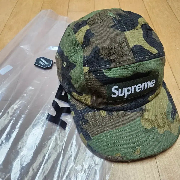 [BUNJANG] Supreme Jacquard Logo Denim Camp Cap Woodland Camo / 슈프림 자카드 로고 데님 캠프캡 우드랜드 카모