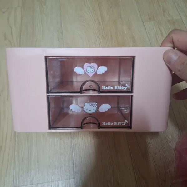 [BUNJANG] Hello Kitty 2-Tier Drawer Storage Box Pink / 헬로키티 수납함  연핑크