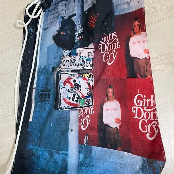 [BUNJANG] Graphic Print Drawstring Bag / 드로우 스트링백