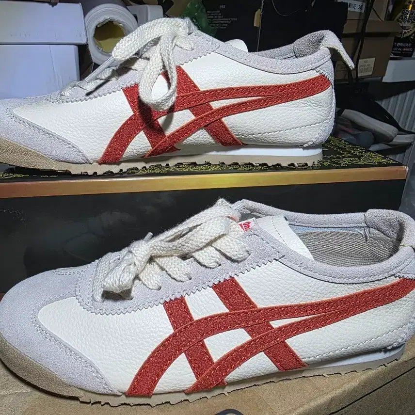 [BUNJANG] Onitsuka Tiger Mexico 66 Cream/Red Shoes / 오니츠카타이거 멕시코66 크림/레드  225