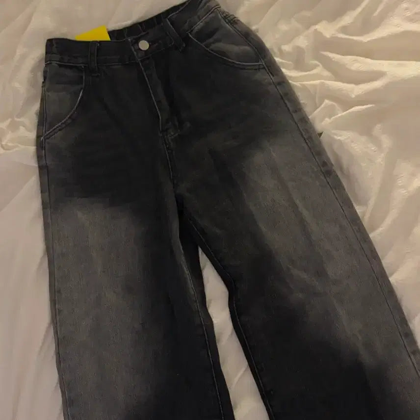 [BUNJANG] Washed Denim High-Waist Wide Pants / 워싱 데님 와이드팬츠 하이웨스트 데님팬츠 청바지