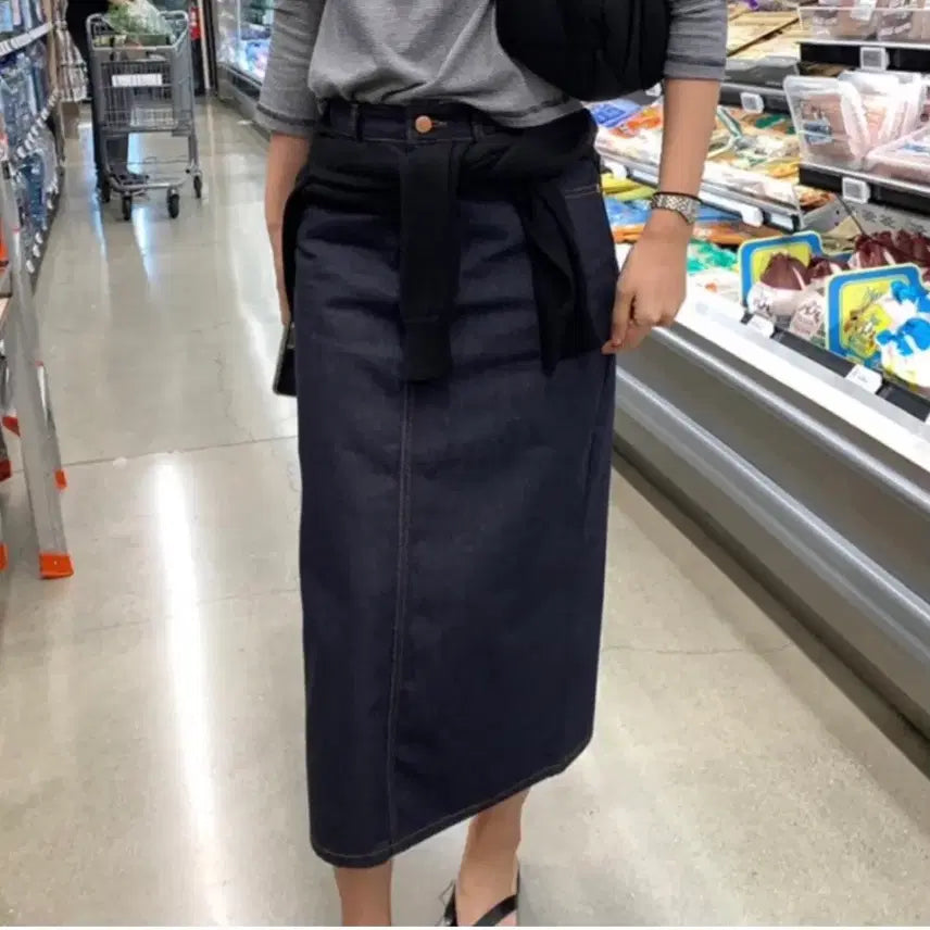 [BUNJANG] Haag Non-Fade Denim Long Skirt Indigo / 헤이그 논페이드 스커트 인디고 haag 데님 롱스커트 치마 청치마 데님치마