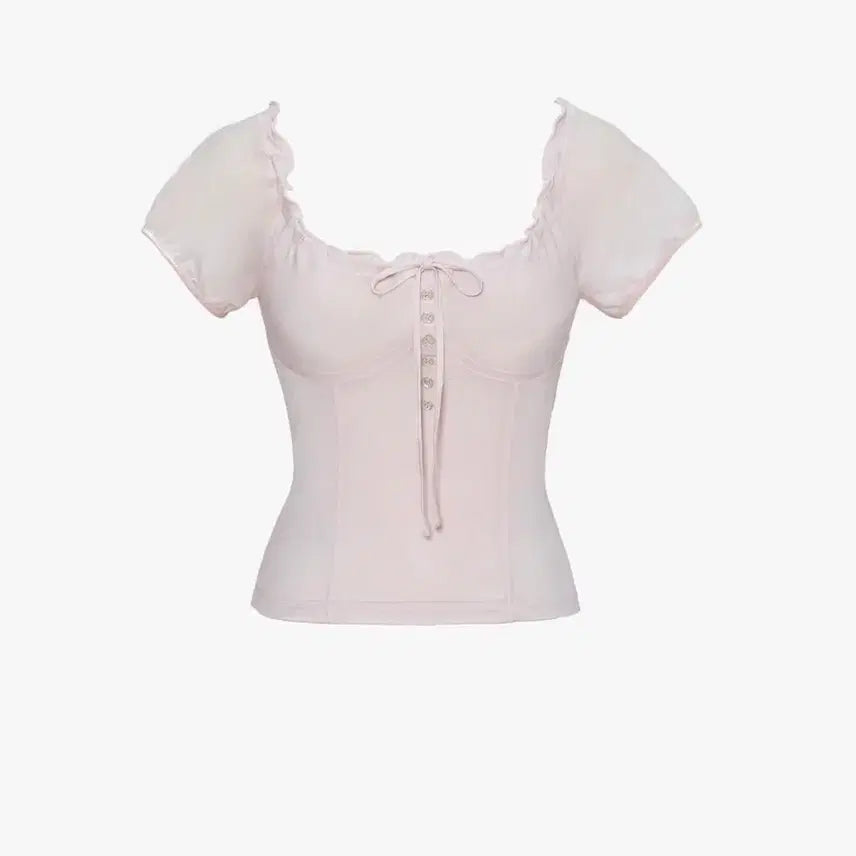 [BUNJANG] KAHARA Button Down Sheer Top Pink / 카하라 버튼 다운 쉬어 탑 핑크(새 상품)