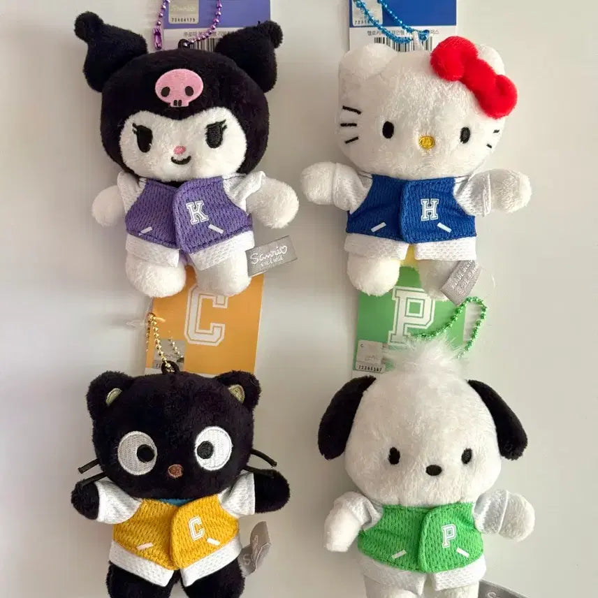 [BUNJANG] Sanrio Campus Character Plush Keychains 4-Set Bundle / 산리오 캠퍼스 인형 키링 4종 일괄 세트