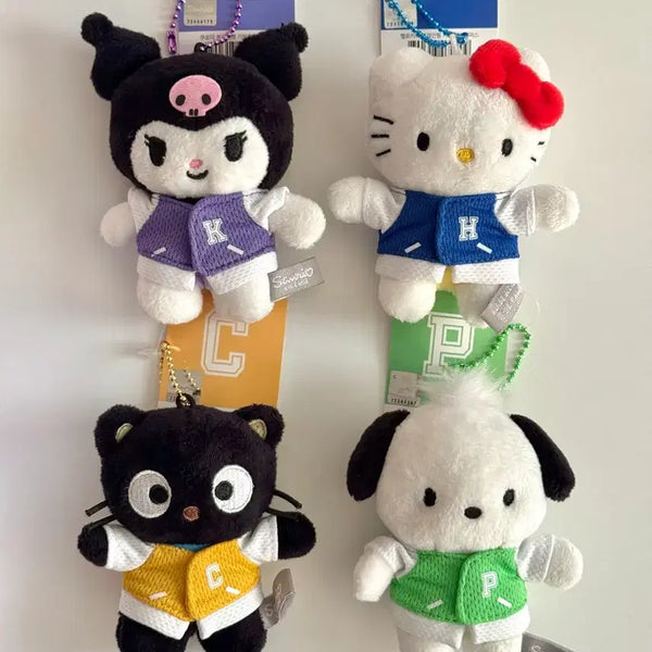 [BUNJANG] Sanrio Campus Character Plush Keychains 4-Set Bundle / 산리오 캠퍼스 인형 키링 4종 일괄 세트