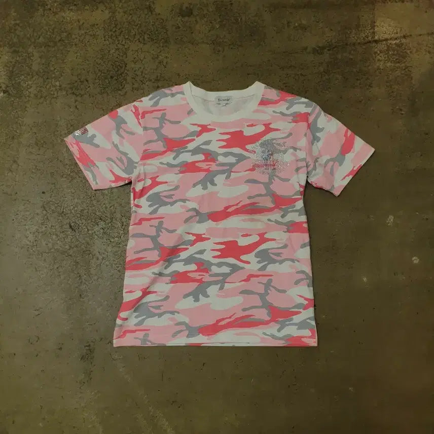 [BUNJANG] Moncler Camo T-Shirt Pink L / 몽클레어 카모 반팔티 핑크 L