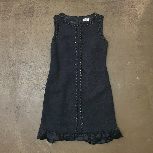 [BUNJANG] Chanel Black Beaded Dress / 샤넬 블랙 비즈 장식 원피스