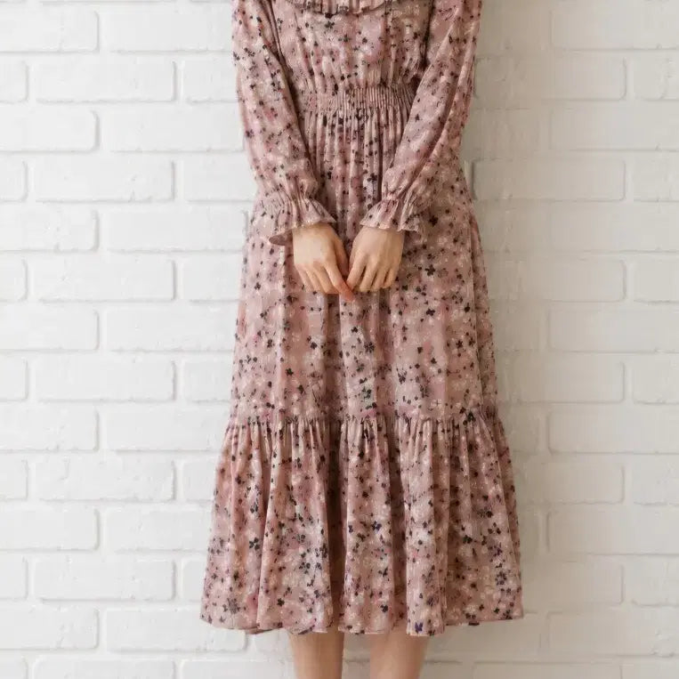 [BUNJANG] SJSJ Floral Pleated Dress / SJSJ 플로럴 플리츠 드레스 원피스