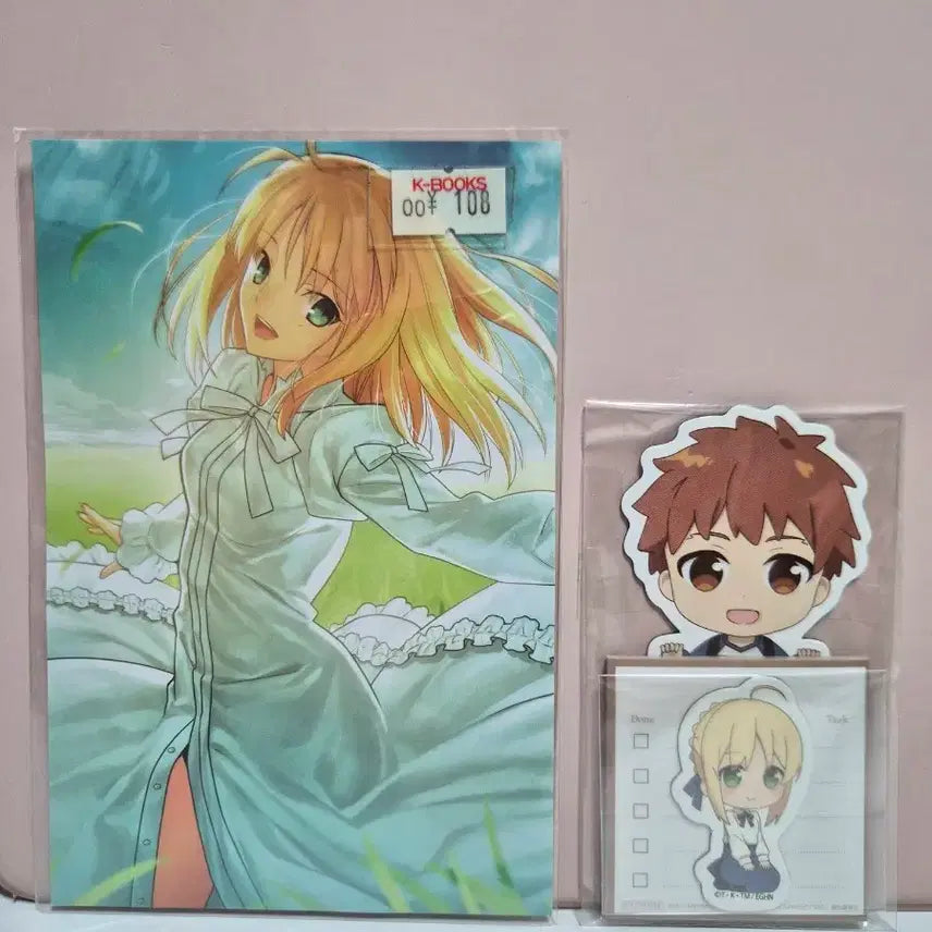 [BUNJANG] Fate/stay night Shirou Emiya Magnet Memo & Altria Pendragon Postcard Set / 세이버 시로 자석메모 & 아르토리아 엽서 페이트 스테이 나이트 페스나 에미야 가의 오늘의 밥상