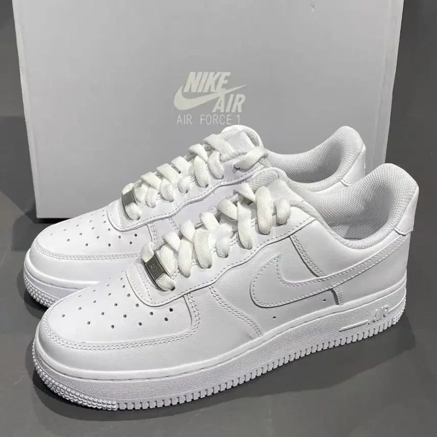 [BUNJANG] Nike Air Force 1 '07 Vintage Leather Flat Shoes / 순백 나이키 에어포스 107 소가죽 클래식 빈티지 플랫슈즈 올 뉴