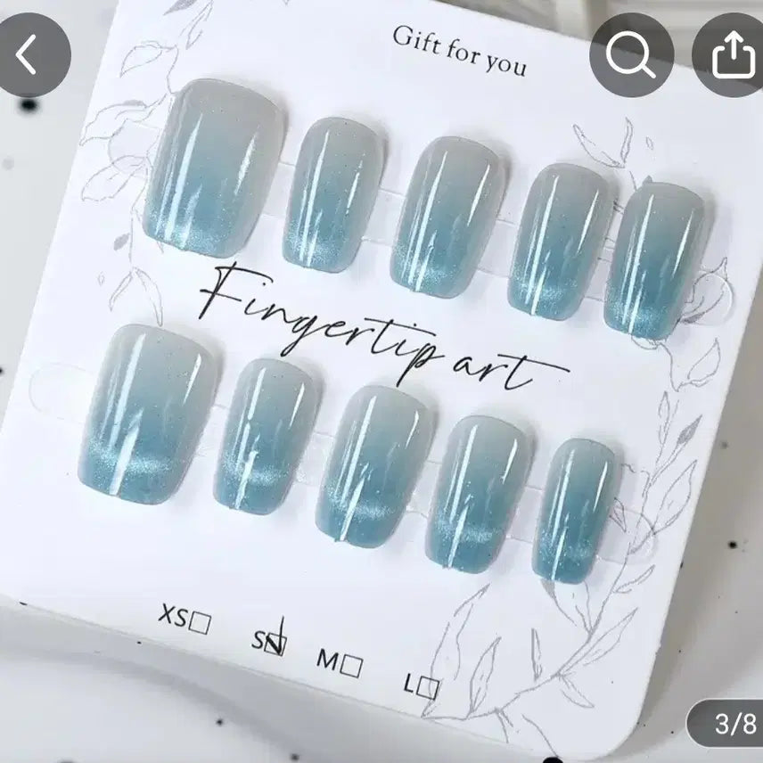 [BUNJANG] Handmade Light Blue Nail Tips - Size M / 여성 하늘색 네일팁 M사이즈 수제네일 코스프레네일