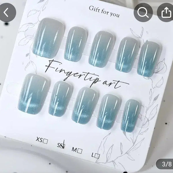 [BUNJANG] Handmade Light Blue Nail Tips - Size M / 여성 하늘색 네일팁 M사이즈 수제네일 코스프레네일