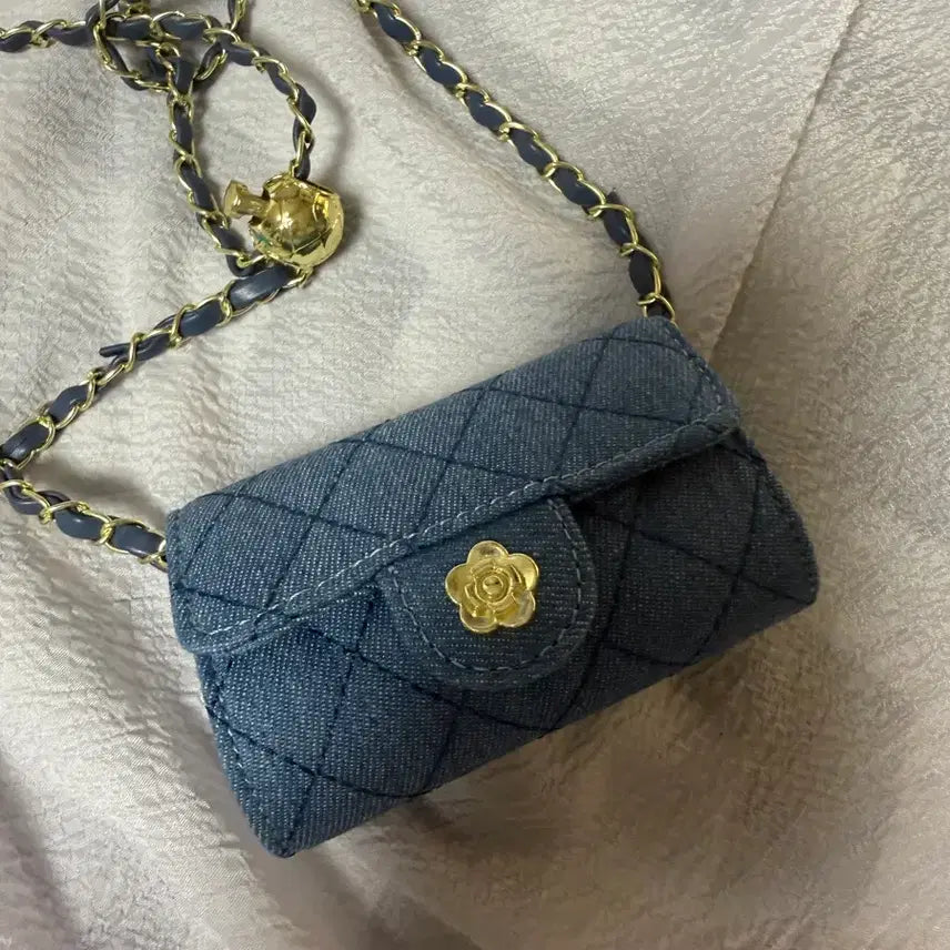 [BUNJANG] Denim Quilting Mini Chain Bag / 데님 퀄팅 미니체인백