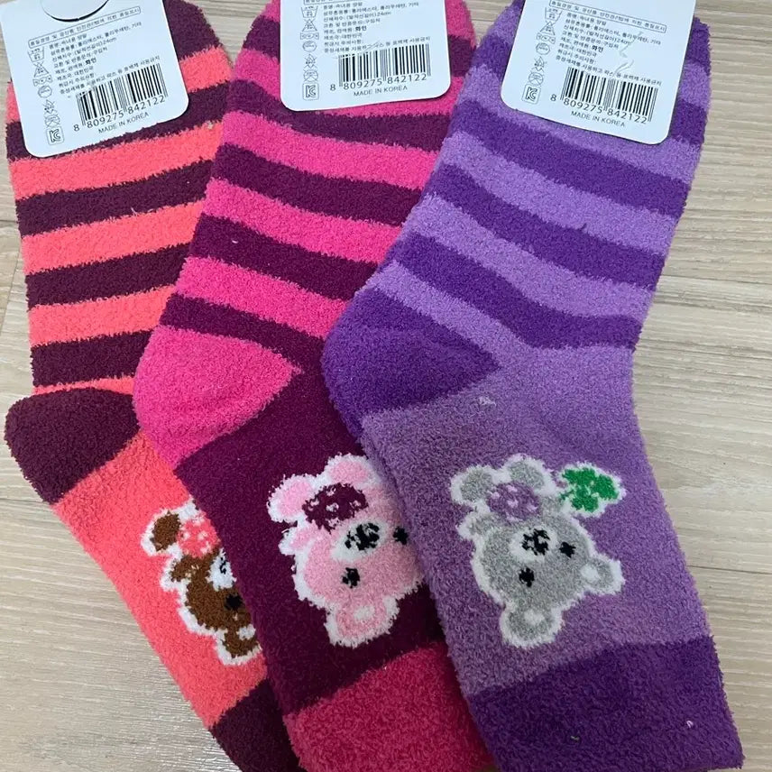 [BUNJANG] Fuzzy Sleep Socks Set (3 Pairs) / 수면양말(220-240)