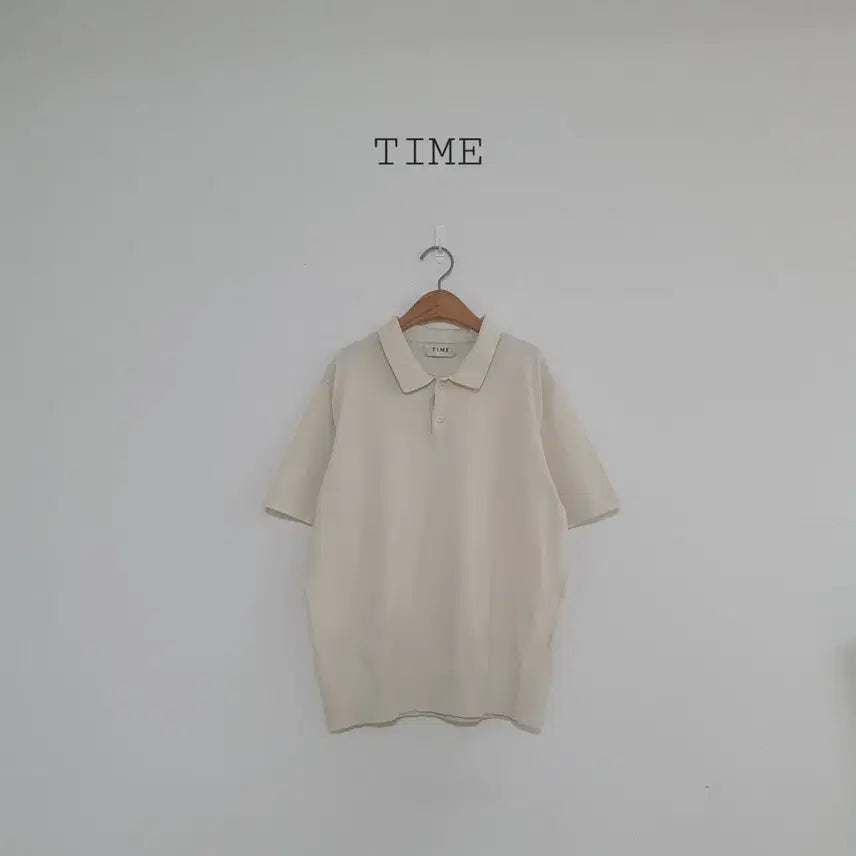 [BUNJANG] Time Semi-Sleeve Collar Knit Cream Ivory / No.26072403 타임 반팔 카라 니트 크림아이보리