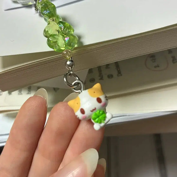 [BUNJANG] Sanrio Marshmallow Four-Leaf Clover Keyring / 산리오 마슈마로 네잎클로버 키링