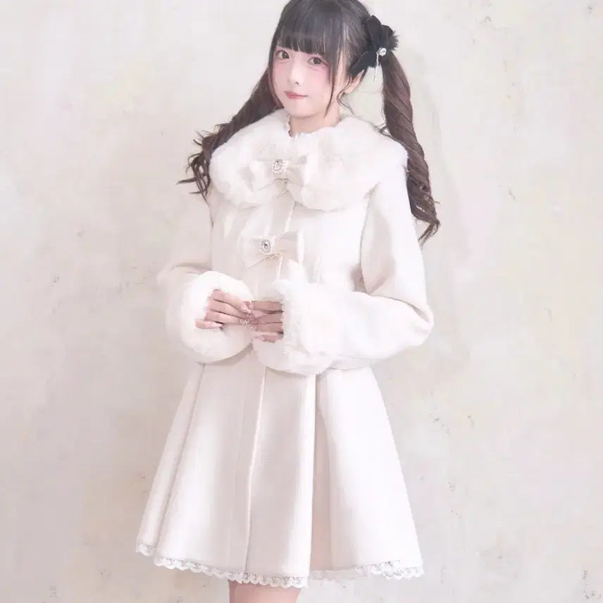 [BUNJANG] Nogenki Long Coat White Litz Lisa Rosita / 노겐키 롱코트 화이트 양산형 지뢰계 양지뢰 리즈리사 로지타