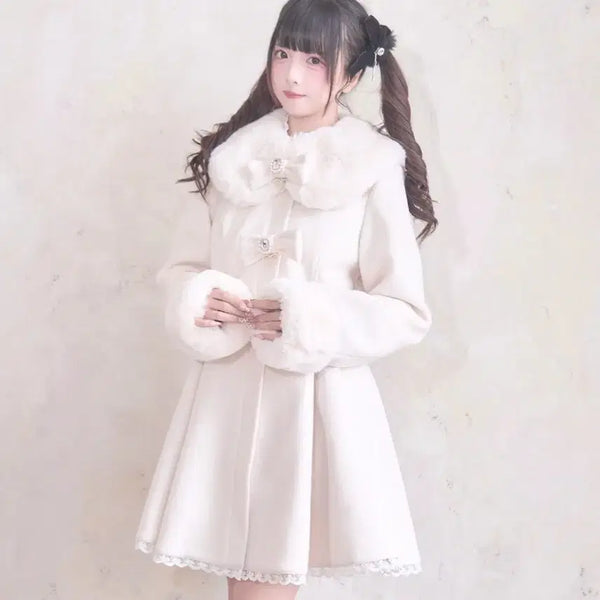[BUNJANG] Nogenki Long Coat White Litz Lisa Rosita / 노겐키 롱코트 화이트 양산형 지뢰계 양지뢰 리즈리사 로지타