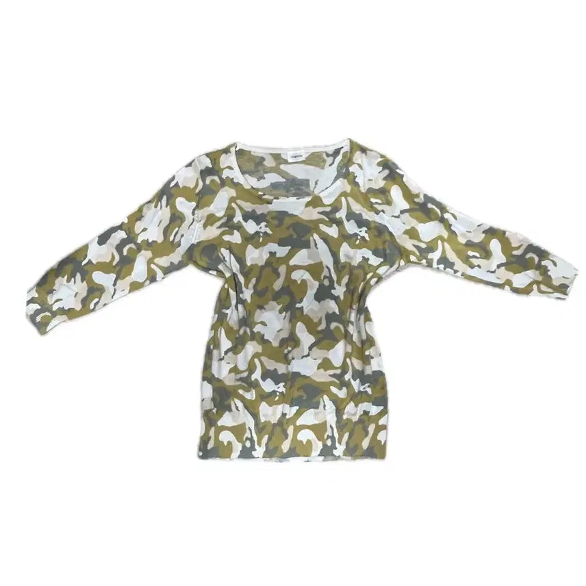[BUNJANG] Camouflage Pattern 7-Part Sleeve Long Sleeve T-Shirt / 카모플라쥬 패턴 7부 롱슬리브 긴팔 티셔츠