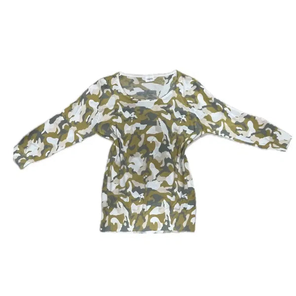 [BUNJANG] Camouflage Pattern 7-Part Sleeve Long Sleeve T-Shirt / 카모플라쥬 패턴 7부 롱슬리브 긴팔 티셔츠