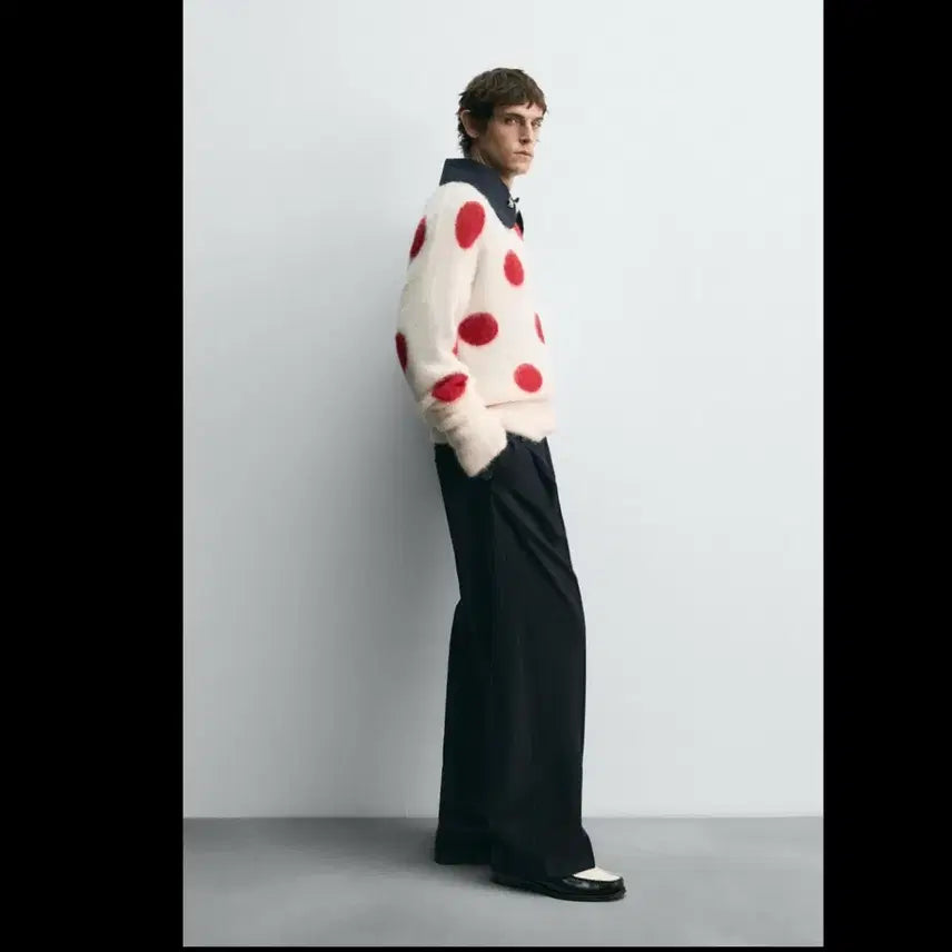 [BUNJANG] ZARA x Harry Lambert x Disney Brushed Polka Dot Knit Sweater / 자라 디즈니 헤리 램버트 M  브러시드 폴카 도트 니트