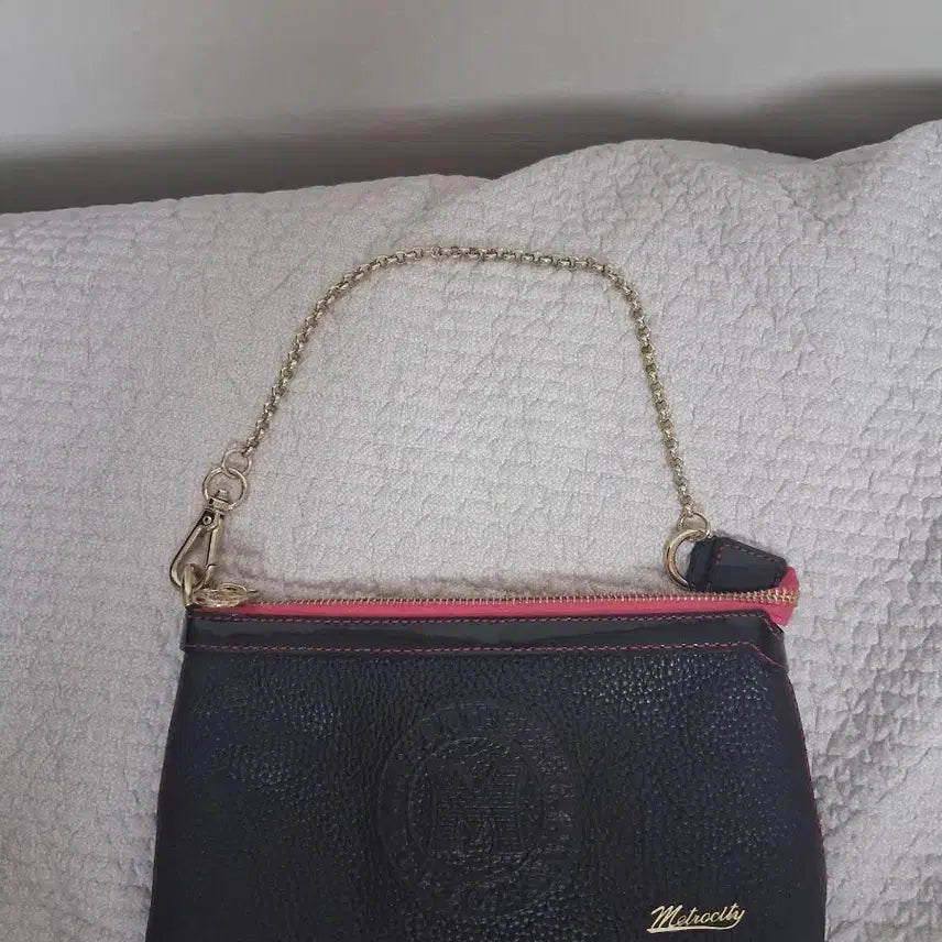 [BUNJANG] Meticity Black Calfskin Mini Shoulder Bag Pouch / 메트로시티 블랙 소가죽 미니숄더백 클러치파우치