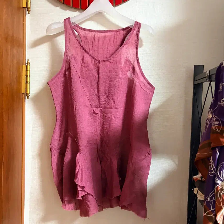 [BUNJANG] Golden Paper Tone-Down Pink Frill Camisole / 골든페이퍼 톤다운 핑크 프릴 나시