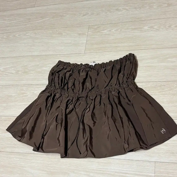 [BUNJANG] Brown Vinyl Mini Skirt / 숏치마