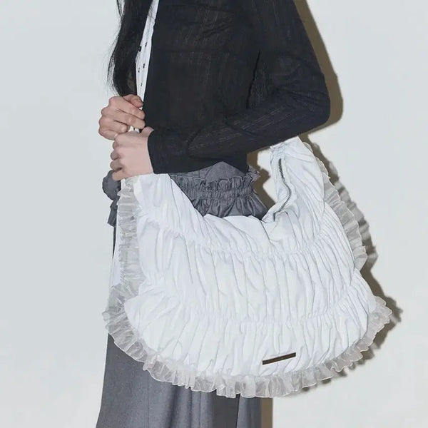 [BUNJANG] Illygo Frill Bubble Big Cross White Bag / 일리고 프릴 버블 빅 크로스 화이트