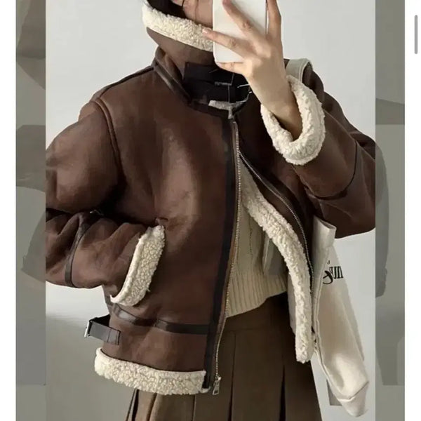 [BUNJANG] Brown Suede Shearling Jacket / 브라운 무스탕 자켓