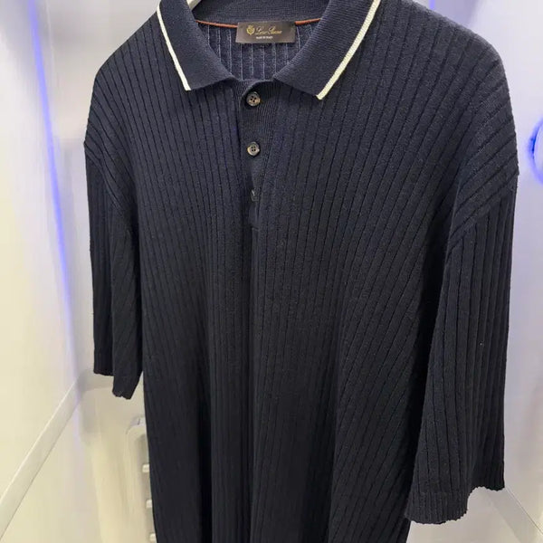 [BUNJANG] Loro Piana Knit Collar Short Sleeve L / 로로피아나 니트 카라 반팔 L 새상품급