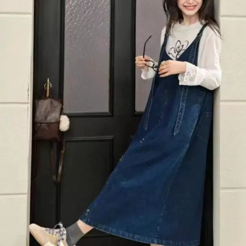 [BUNJANG] Quoese Blue Denim Dress L / 쿠오세 블루데님 원피스