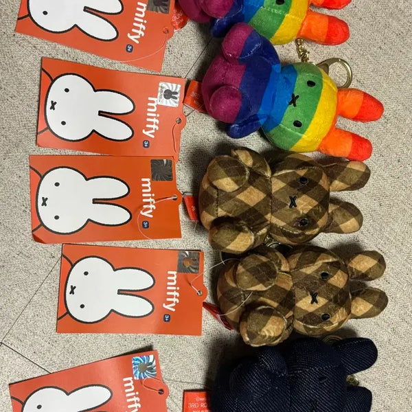 [BUNJANG] Miffy Keychain (Rainbow, Checkered, Denim) / 미피 키링(무지개, 체크, 대님)