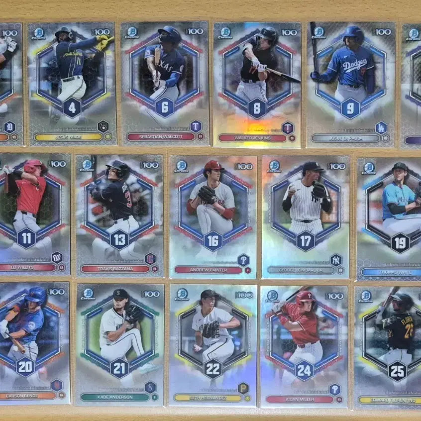 [BUNJANG] MLB 2026 Topps Bowman Chrome TOP100 Set (34 Cards) / MLB 2026 탑스 바우만크롬 TOP100 34장랏 판매합니다.