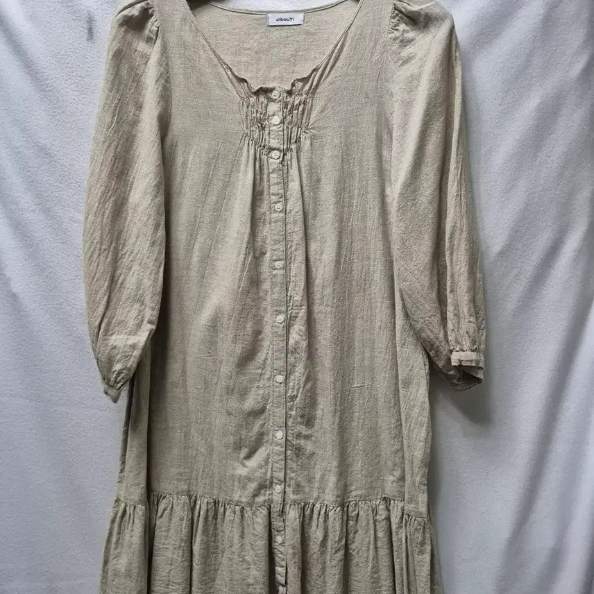 [BUNJANG] Linen Midi Dress Beige Size 77 / 린넨 지센티 원피스 베이지원피스 77