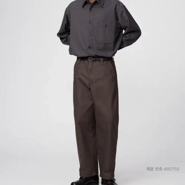 [BUNJANG] Uniqlo Wide Chino Pants Dark Brown / 유니클로 와이드치노팬츠 다크브라운 79