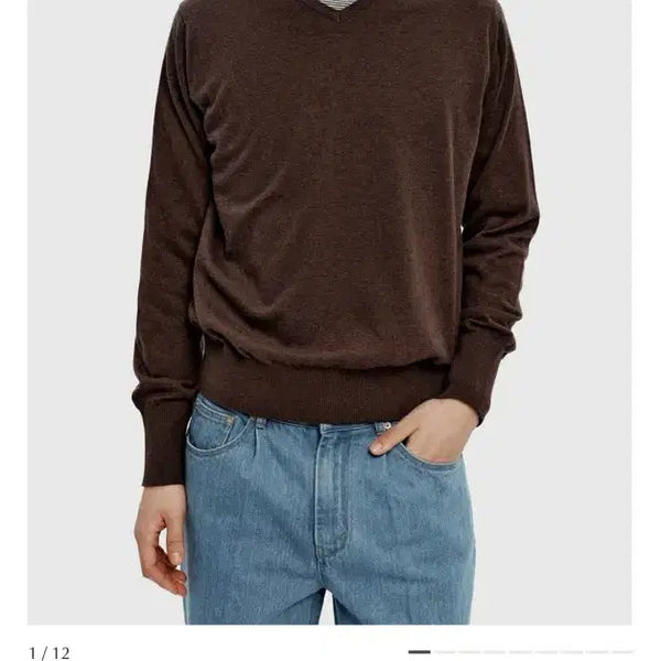 [BUNJANG] Youth Cotton Cashmere V-Neck Knit Sweater - Brown, Size S / 유스youth cotton cashmere v neck knit 브이넥 브라운 s사이즈