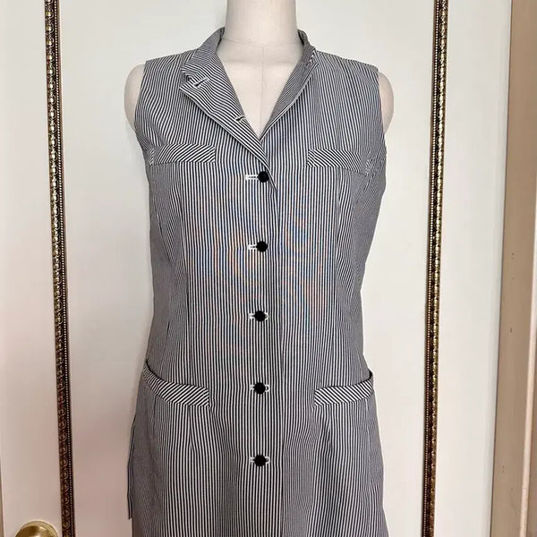 [BUNJANG] Vintage Striped Vest with Side Slits / 빈티지 스트라이프 단가라 조끼 베스트 옆트임 슬릿 레이어링